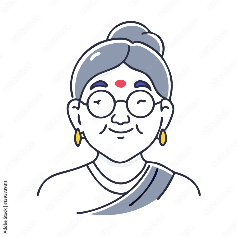 Obraz premium Elderly Indian woman smiling in sari