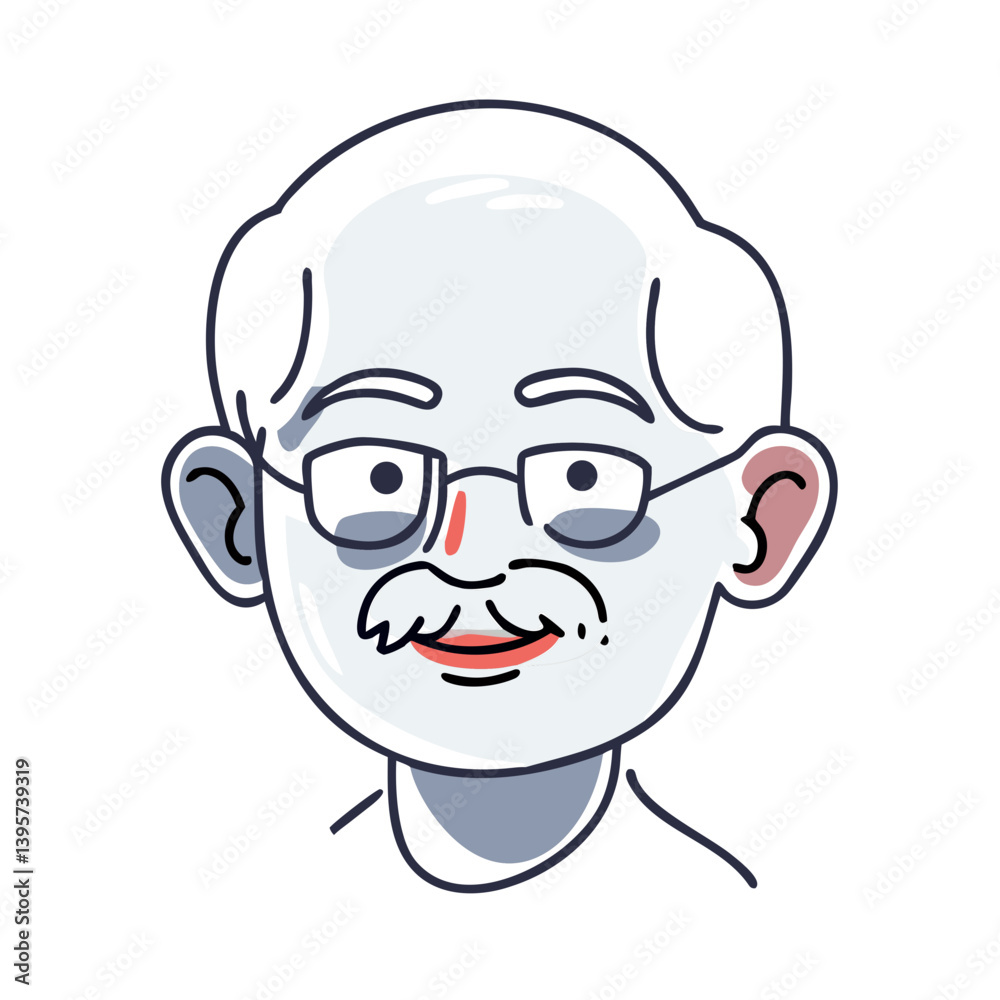 Smiling elderly man with glasses avatar Smiling elderly man with glasses avatar