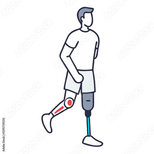 Man walking with prosthetic leg avatar
