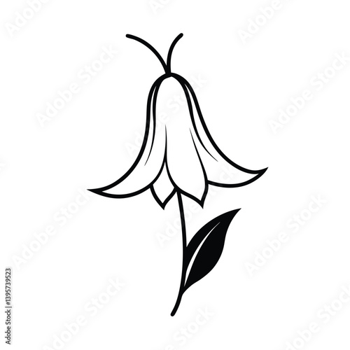 campanula flower line art vector illustration