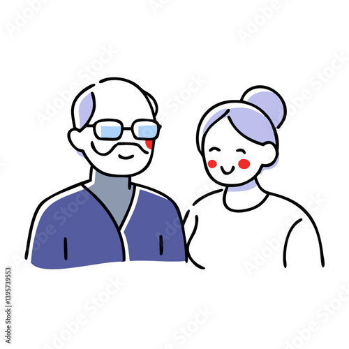Elderly couple smiling together