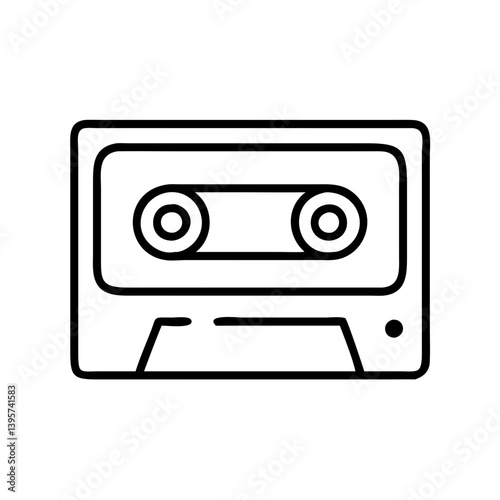 Cassette tape vector icon illustration retro audio music outline drawing design art