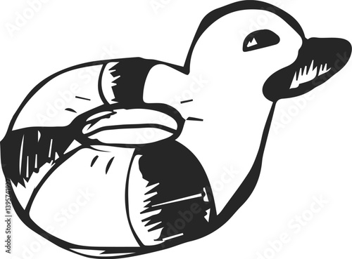 hand drawn vector illustration of a duck float