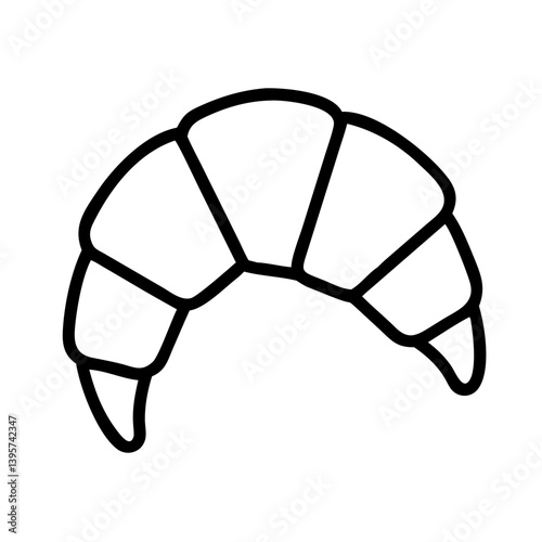 Croissant vector illustration, bakery pastry icon, french breakfast food drawing line