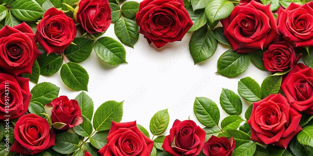 Naklejka premium Elegant Red Roses Frame - Romantic Floral Border for Valentine's Day