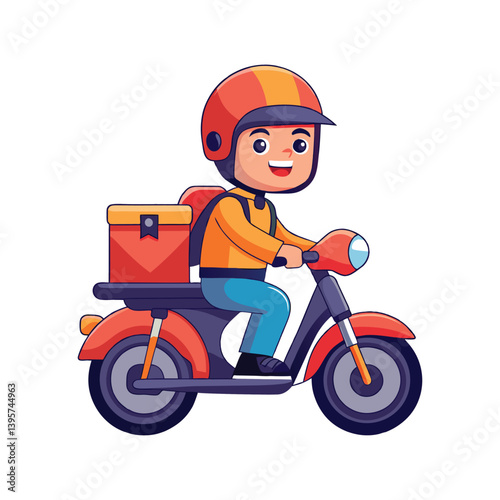 Delivery man riding scooter illustration