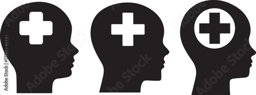 Human head silhouette with lock and key icon symbolizes thinking mind puzzle