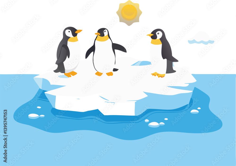 Obraz premium Cute Winter Penguin – Cartoon Arctic Penguins in Hats, Scarves, and Holiday Outfits for Christmas, Kids Decor, Stickers, and Greeting Cards