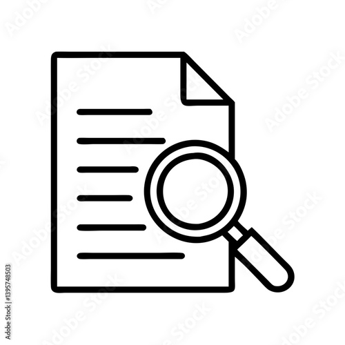 Document search icon vector file analysis and magnifying glass for data review icon