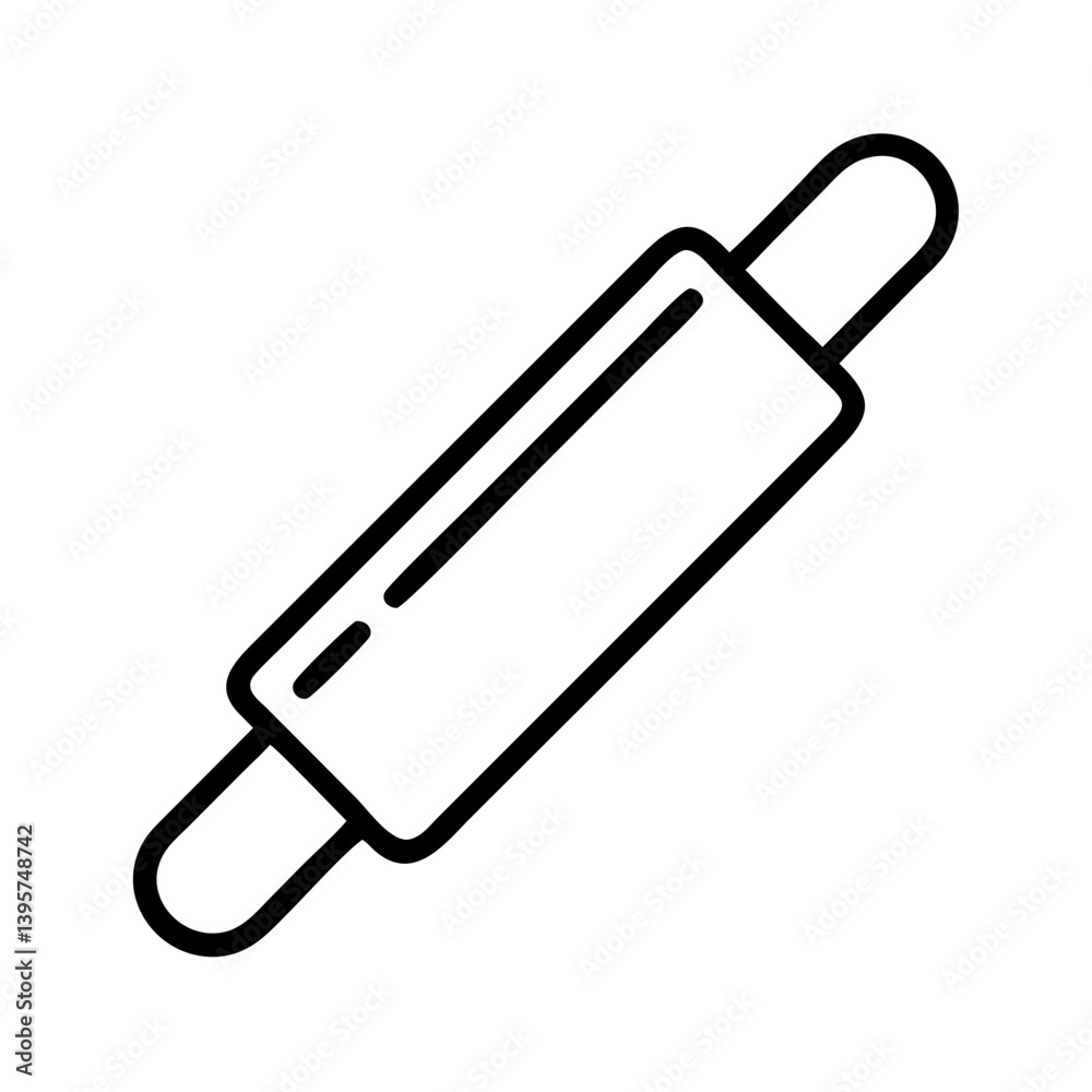 Rolling pin outline vector icon for baking dough pastry kitchen utensil tool Rolling pin outline vector icon for baking dough pastry kitchen utensil tool