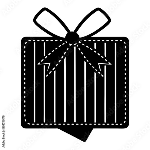 Black gift box with ribbon icon