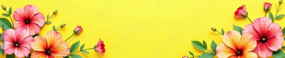 custom made wallpaper toronto digitalVibrant watercolor flowers on bright yellow background, yellow, bright, drawing