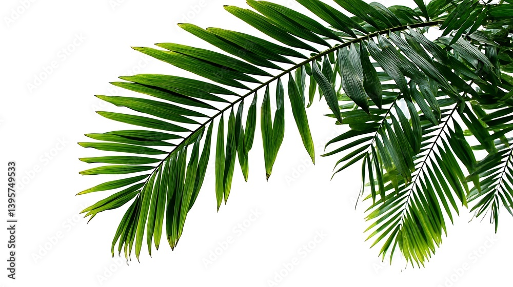 Fototapeta premium Vivid tropical palm leaves isolated for seasonal enhancements 