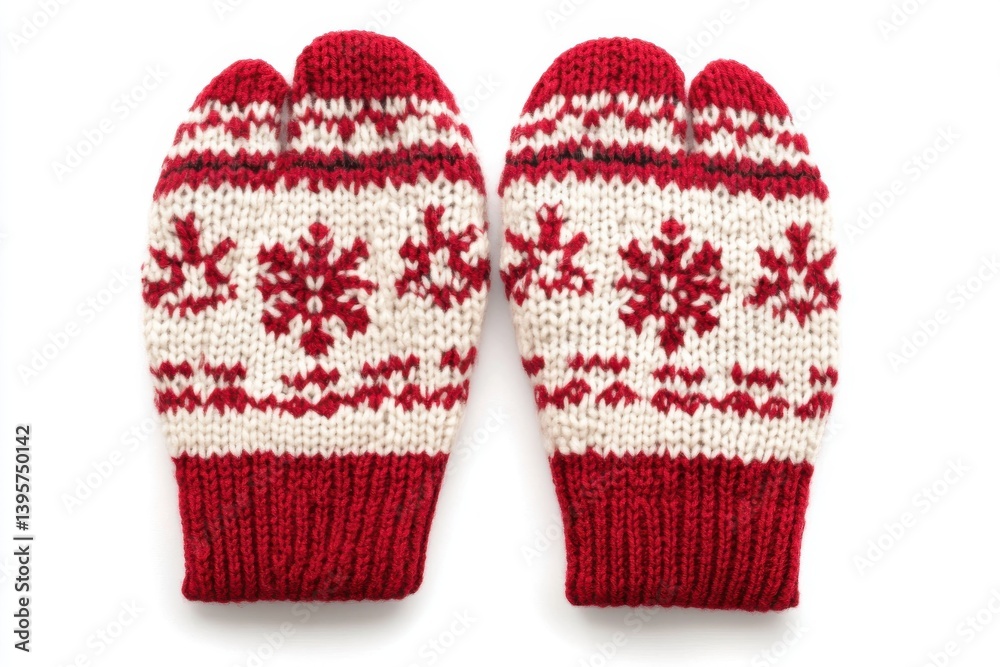 Two knitted winter mittens isolated on white background Two knitted winter mittens isolated on white background