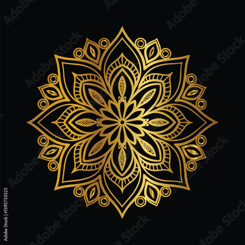 Obraz na płótnie Hand drawn mandala round ornament, Pattern in the form of a mandala. Henna tattoo mandala. Mehndi style. Decorative pattern in oriental style. Coloring book page w salonie