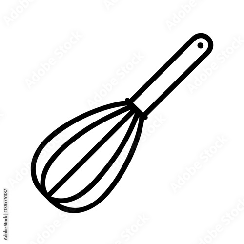 Outline kitchen whisk utensil for cooking and baking preparation illustration