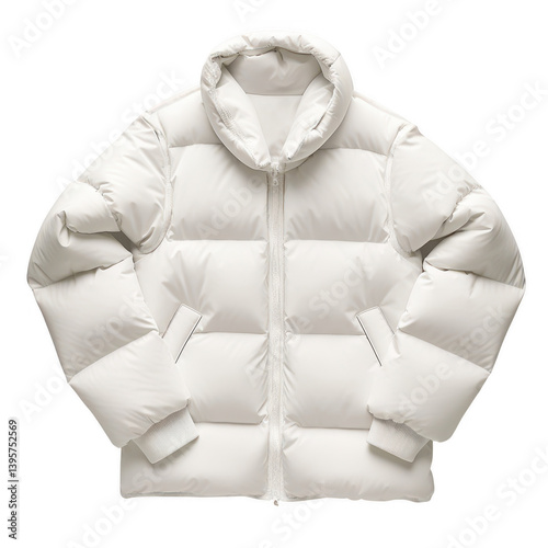 Stylish white padded vest for cold weather fashion studio setting apparel photography minimalistic style
