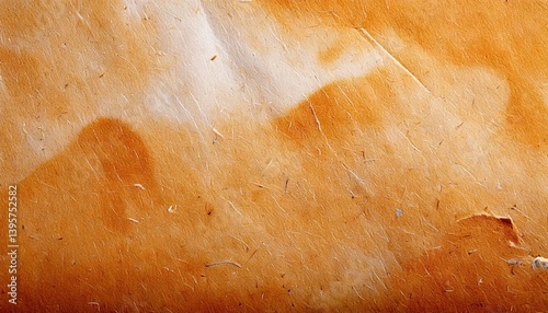 Stained and Damaged Brown Kraft Paper Texture with White Marks and Torn Edge for Copy Space