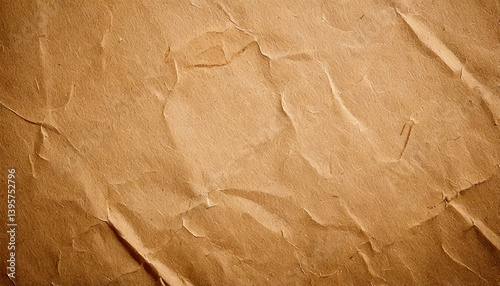 Wrinkled Brown Kraft Paper Texture with Folds and Creases, Perfect for Copy Space