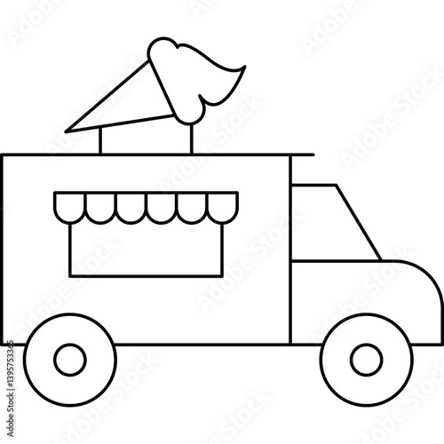 Icecream Van single vector illustration icon