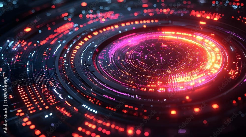 Futuristic 3D data visualization pie chart