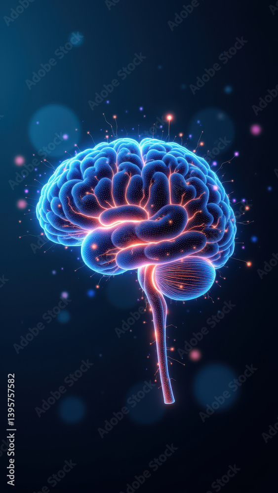 Vagus Nerve Stimulation represented by a human brain graphic with highlighted neural pathways. Vagus Nerve Stimulation represented by a human brain graphic with highlighted neural pathways.