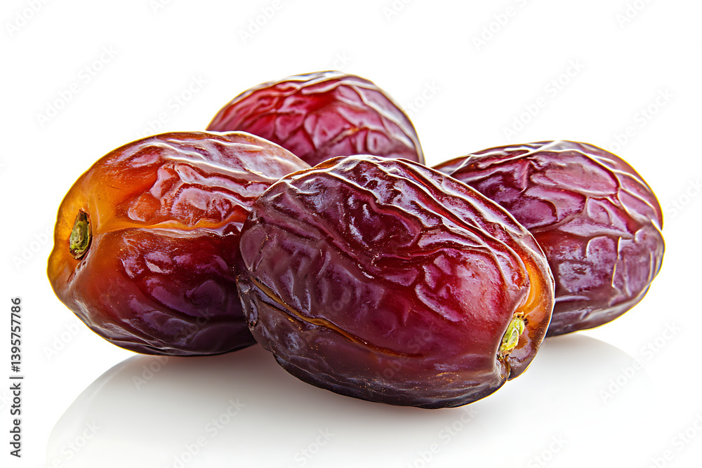 Ripe Medjool Dates with a Glossy Surface, Isolated on White Ripe Medjool Dates with a Glossy Surface, Isolated on White