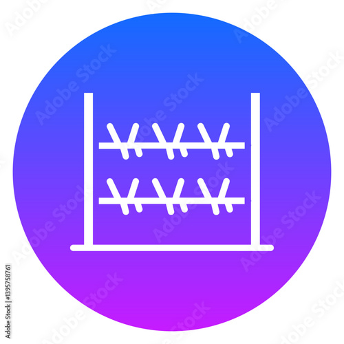 Bold Glyph Barbed Security Fence Rounded Gradient Circle Icon