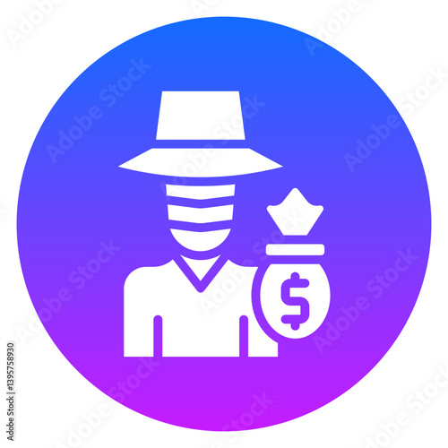 Bold Glyph Bank Robbery Rounded Gradient Circle Icon