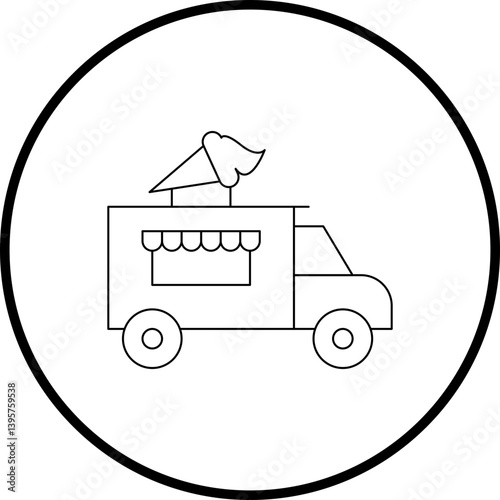 Icecream Van single vector illustration icon