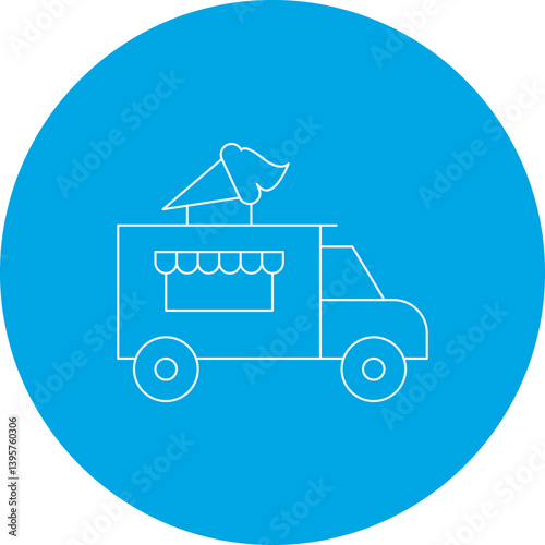 Icecream Van single vector illustration icon