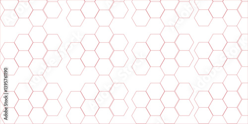 White and light pink Hexagonal Background. Luxury White Pattern. 3D Futuristic abstract honeycomb mosaic white background.. Vector Futuristic minimal  geometric mesh cell texture.