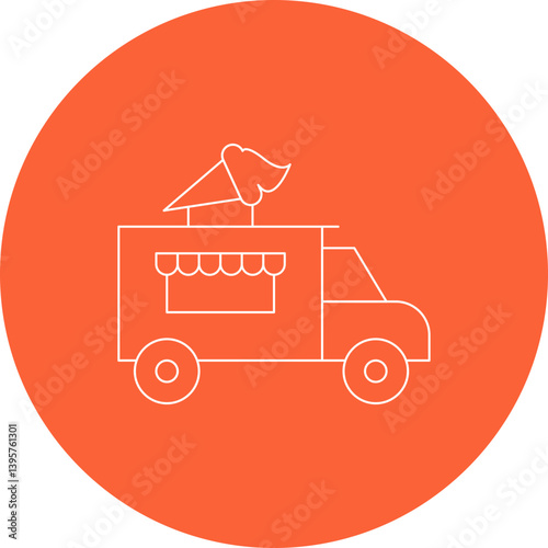 Icecream Van single vector illustration icon