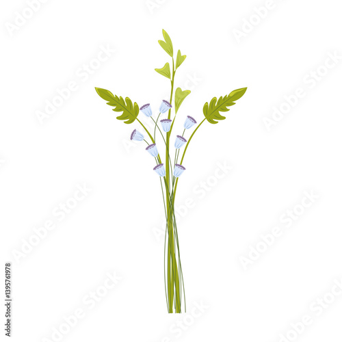 Bouquet of flowers and plants. Isolated on white background. Vector illustration. Clipart, decoration.