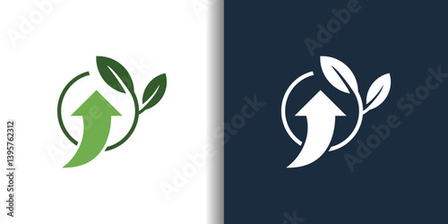 Modern Leaf Arrow concept, Abstract arrow leaf logo designs template.