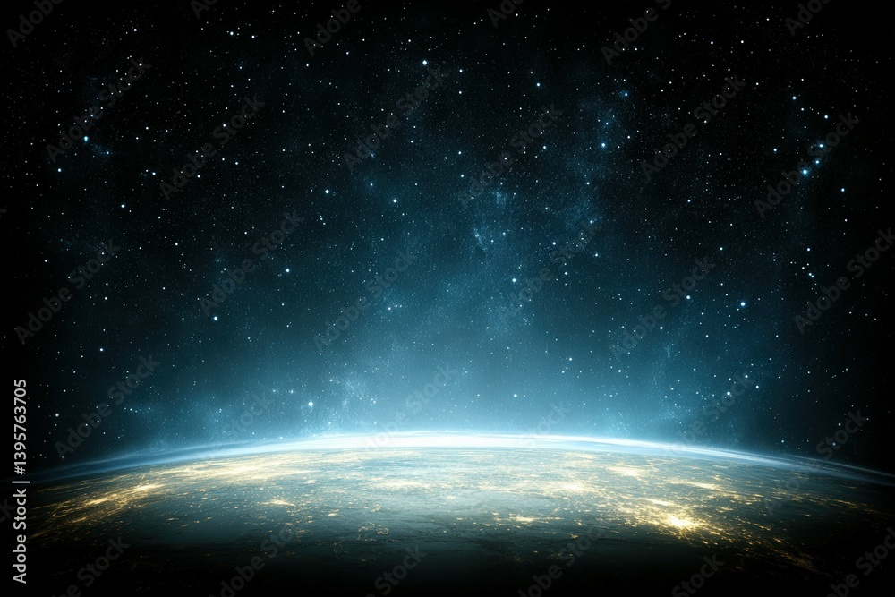 Obraz premium Planet earth showing city lights emerging from the darkness of space