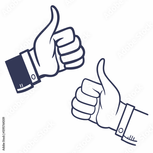 Thumb up hand icon gesture with positive approval symbol