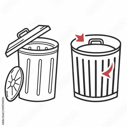 3D vector icon of a trash can with recycling symbol, isolated on white background
