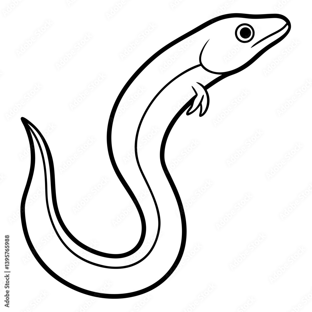 Naklejka premium Eel vector line art on white background