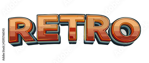 Obraz na płótnie 3d render old 70s Retro Text Vector Art design w salonie