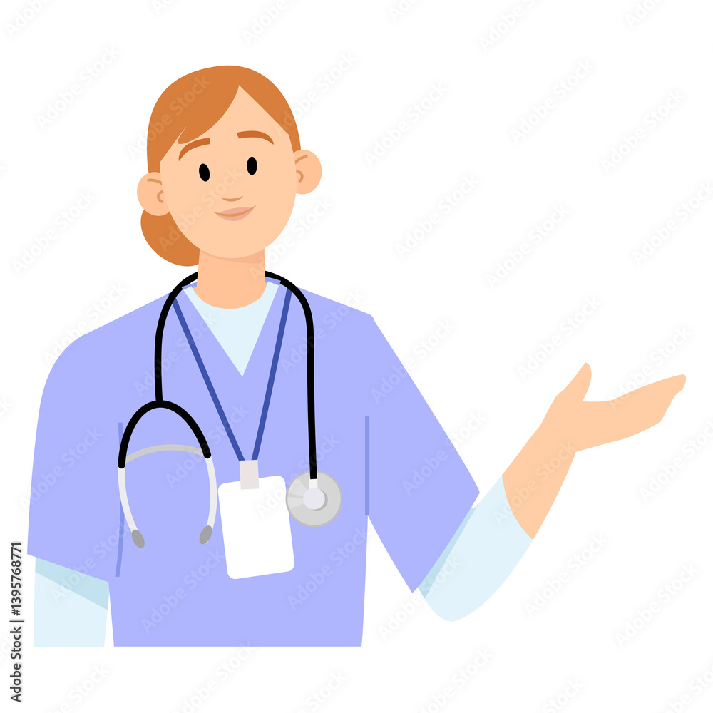 Nurse with stethoscope and hand out to side for National Nurses Day Nurse with stethoscope and hand out to side for National Nurses Day