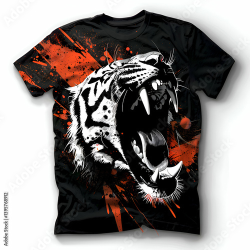 Roaring Tiger. Fierce Abstract Graphic Tee Design
