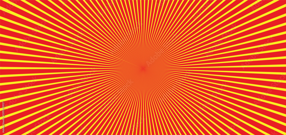 Obraz premium Abstract bright red rays background. Sunlight rays background. Crimson color burst background. Sun beam ray sunburst pattern background. Retro circus backdrop.