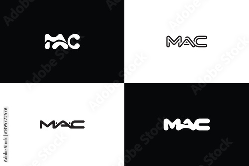 Stylish MAC Logo Variations in Black and White