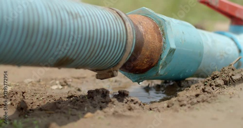 Water joints are rusted which may cause water leakage.Water leak.Water leaks out of the threaded pipe joint.