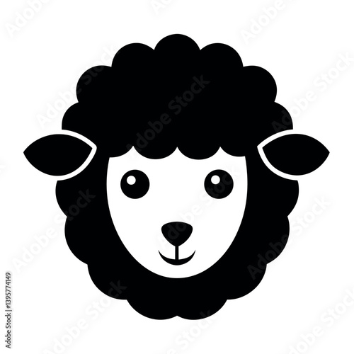 Cute Black Sheep Heads Icons Set design
