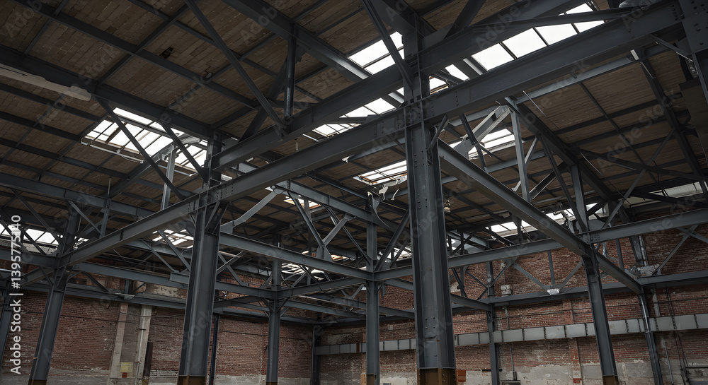 Industrial Interior Steel Structure With Natural Light Stock Photography Industrial Interior Steel Structure With Natural Light Stock Photography