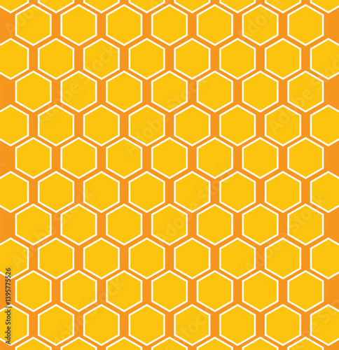 Honeycomb pattern with hexagon mesh. Texture bee comb grid. Flat vector illustration isolated on white background.