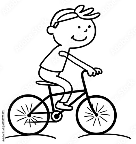 Obraz na płótnie PNG Boy riding a bicycle drawing vehicle cartoon. w salonie