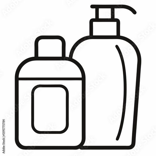 Shampoo and conditioner outline icon on white background